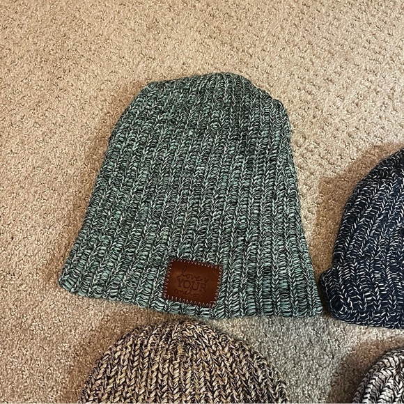 Love Your Melon Beanie Knit Hat Speckled Cream Black Gold Blue Patch Logo Lot 4x main image 8
